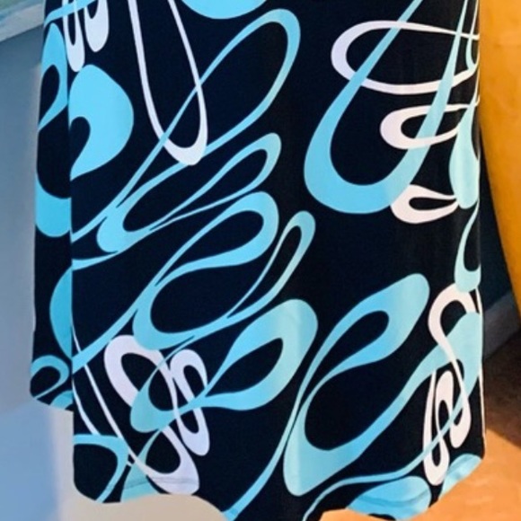 Lily Black Geo Sky Blue Swirls Print Sleeveless Dress - Picture 6 of 11